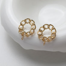Load image into Gallery viewer, Round Chain Post With Loop, 14k Gold/Silver Chain Round Stud Earring Nickel Free, S925 Ear Pin Hypoallergenic Earring Findings GE113