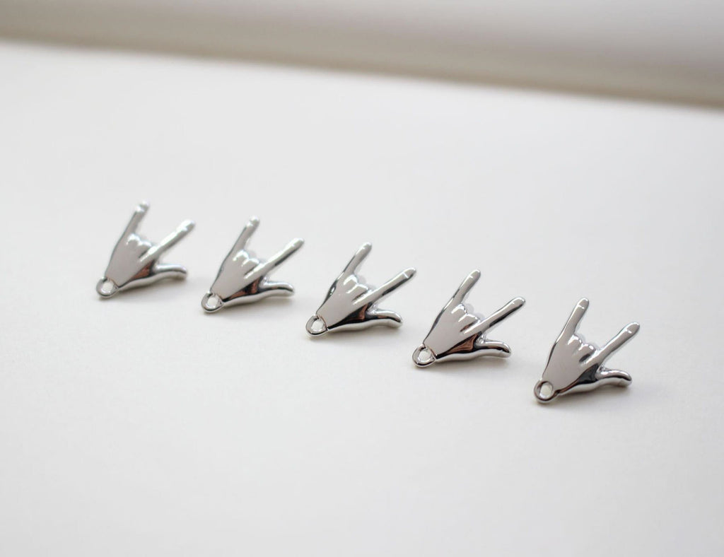 14K Gold Gesture Earring Post With Loop, Rock 'n' Roll, Yeah, S925 Silver Ear Pin Nickel Free, Hypoallergenic Earring Findings BB083