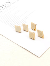 Load image into Gallery viewer, 4PCS Wood Earrings, Rhombus Wooden Earrings for women, Reclaimed Ash Wood, Nickel Free, Geometric Statement Earrings Finding  JT910