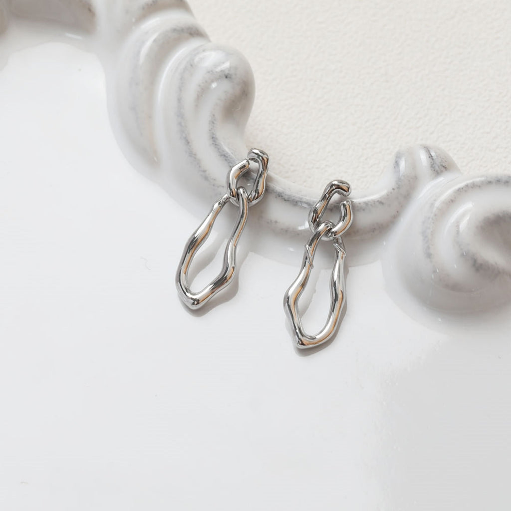 Pendientes de plata de ley 925 con pasador irregular y aro, sin níquel, de oro y plata, hipoalergénicos ZZ033