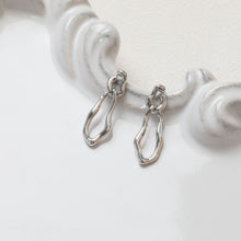Cargar imagen en el visor de la galería, Pendientes de plata de ley 925 con pasador irregular y aro, sin níquel, de oro y plata, hipoalergénicos ZZ033