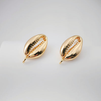 Gold Seashells Earring Post With Loop, S925 Silver Ear Pin Nickel Free Earrings, Hypoallergenic Earring Findings Z071