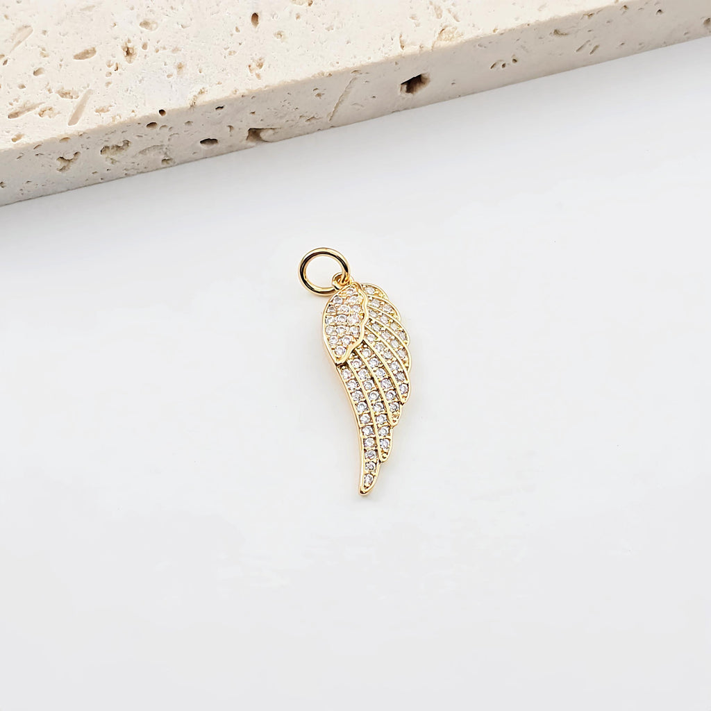 Wings Pendant, Tree of Life Pendant, Balance Pendant, 18K Gold Plated, CZ Pave, Necklace Making Charm, Jewelry Findings S1272