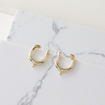 14K Gold  U Shape Earring Post With Loop, Arch Ear Studs, S925 Silver Ear Pin Nickel Free Earrings, Hypoallergenic Earring Findings BB072