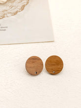 Load image into Gallery viewer, 4PCS Circle Wood Earrings, Round Wooden Earrings for women, Reclaimed Walnut Wood, Nickel Free, Geometric Statement Earrings Finding  JT921
