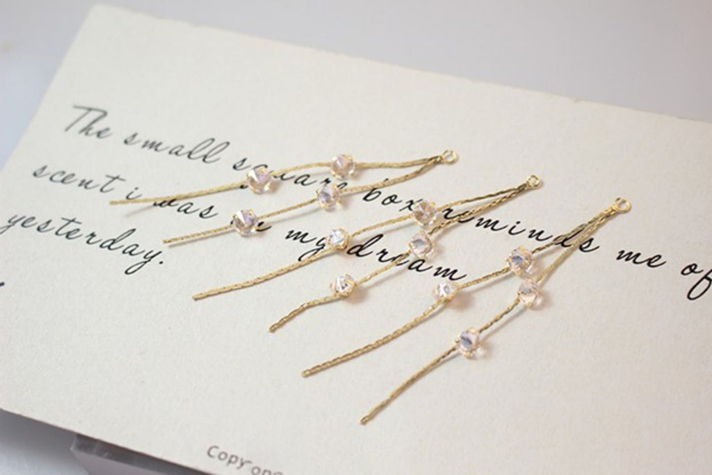 Leaf CZ Pave Tassel, Round Cubic Zirconia Tassel, 18K Gold Plated Earring Chain Pendant, Earring Findings GZ175