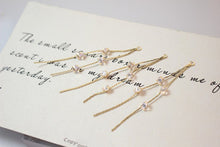 Load image into Gallery viewer, Leaf CZ Pave Tassel, Round Cubic Zirconia Tassel, 18K Gold Plated Earring Chain Pendant, Earring Findings GZ175