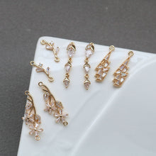 Load image into Gallery viewer, CZ Pave Leaf Charm, Cubic Zircon Crystal Leaf Pendant, Bracelet Necklace Pendant, 14K Real Gold Plated Charm, Jewelry Findings HL019-F190