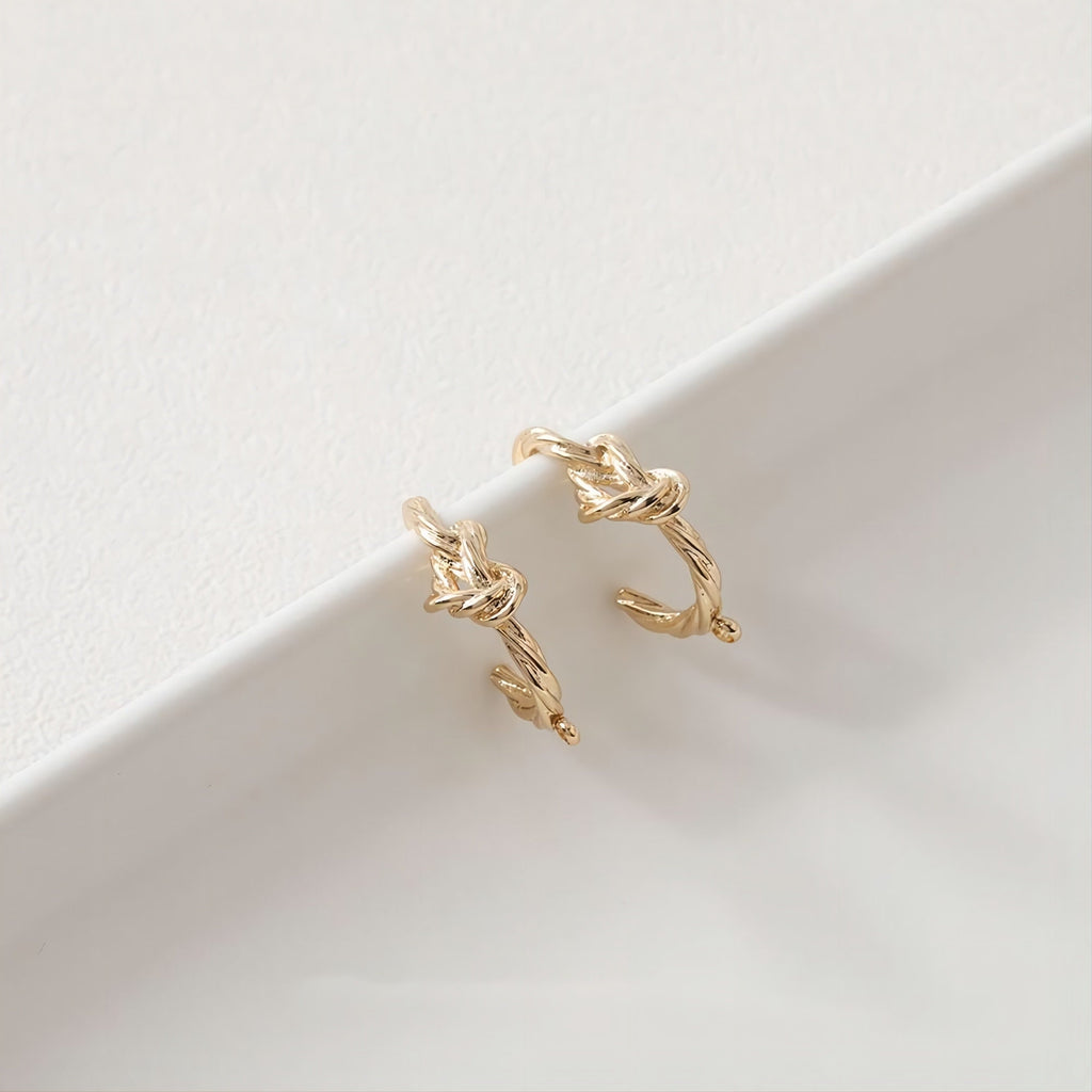 C Shape Knot Earrings Post, 14K Gold, S925 Silver Ear Pin Nickel Free Earrings, Ear Stud Hypoallergenic Earring Findings GE078-D0431
