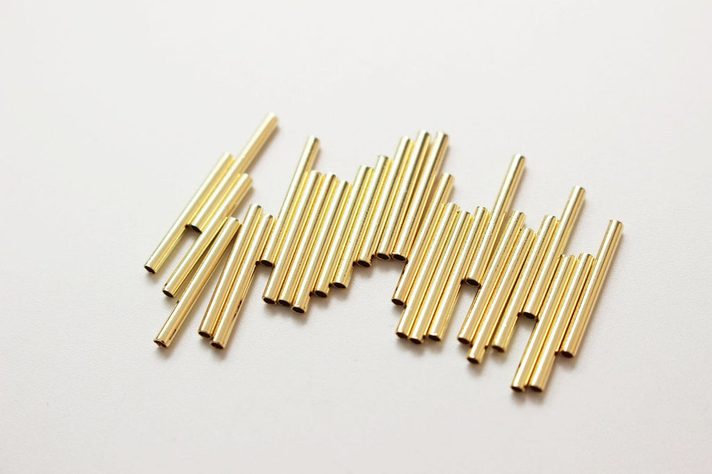 10pcs Tube Spacer Beads, Noodle Tube, 15~45mm, 18K Gold Plated Beads, Bracelet Necklace Making Jewelry Finding GZ182
