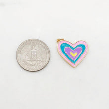 Load image into Gallery viewer, Multicolor Enamel Heart Charm, 18K Gold Plated Heart Pendant, 23mm, Necklace Bracelet Making Pendant S20390