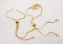 Load image into Gallery viewer, 5PCS Adjustable Bracelet Making Chain For Making, 18K Gold Plated Half Finished Slide Box Chain with Rubber Stopper Beads 1.2mm Flat, S992