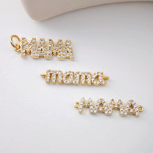 Load image into Gallery viewer, Cubic MAMA Connector, 18K Gold Plated Micro CZ Pave Connector Charm, Necklace Making Findings, Jewelry Finding Gift for Mom S1125