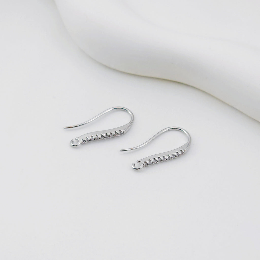 18K Gold Plated Ear Wires, Cubic Pave Earring Hooks, Nickel Free, Fish Hooks, Ear Wires for Jewelry Making D0136