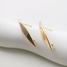 Load image into Gallery viewer, 10pcs Gold leaves Earring Post With Loop, Nickel Free Earrings, Ear Stud Loop, Hypoallergenic Earring Findings ZX077