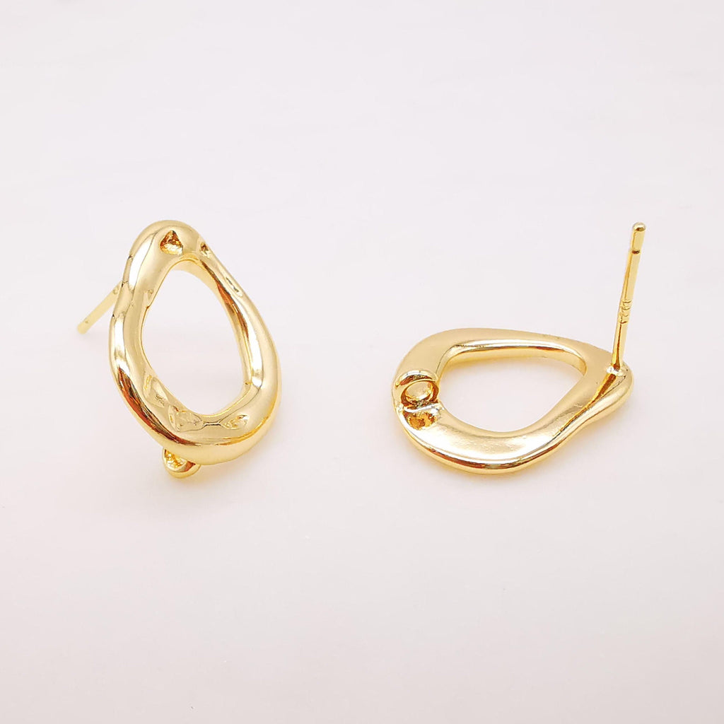 4pcs Gold Teardrop Earring Post With Loop, S925 Silver Ear Pin Nickel Free Earrings, Ear Stud Loop, Hypoallergenic Earring Findings Z045