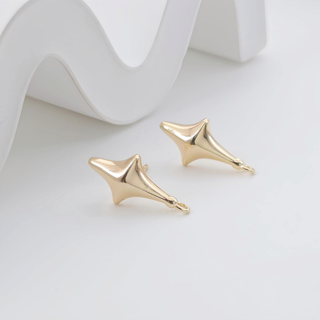 Gold Star Earring Post With Loop, Nickel Free Earrings, Ear Stud with Loop, Hypoallergenic Earring Findings ZX325