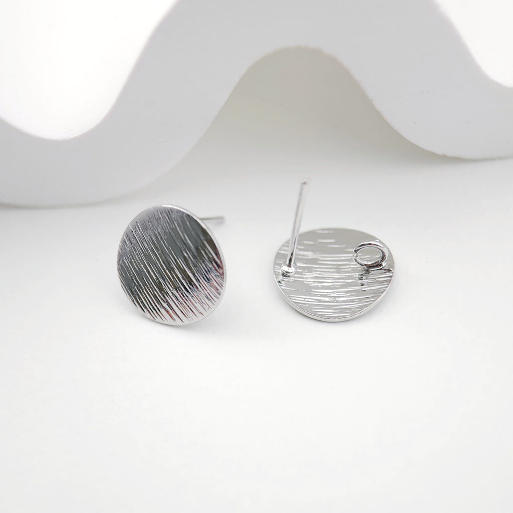 10pcs Gold Round Earring Post With Loop, Brushed Finish, 12mm, Nickel Free Earrings, Hypoallergenic Earring Findings ZX212