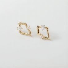 Load image into Gallery viewer, Irregular Pave CZ Earring Post, 14K Gold/Silver Plated,  S925 Silver Pin Nickel Free Earrings, Hypoallergenic Earring Findings JJ005