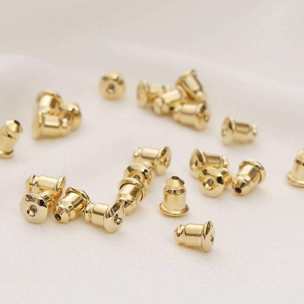 100PCS Ear Nuts, 14k Gold/Silver Plated Earring Backs,  Earring Stoppers, Wholesale Earring Findings JY022-D0023