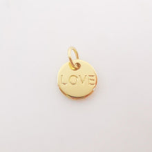 Load image into Gallery viewer, 10PCS Gold Love Charms, 18K shiny Gold Plated Love Pendant, Tiny Round Pendant,  Necklace Making Charms, Jewelry Findings S331