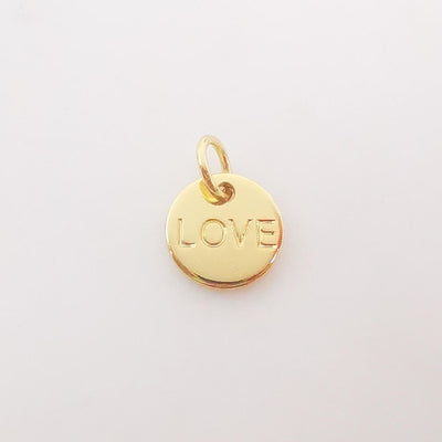 10PCS Gold Love Charms, 18K shiny Gold Plated Love Pendant, Tiny Round Pendant,  Necklace Making Charms, Jewelry Findings S331