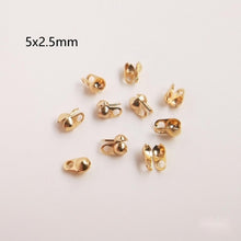 Load image into Gallery viewer, 100pcs 14K Gold Plated Calottes Crimps, Bead Ends (4mm/5mm/6mm/8mm), Jewellery Making Findings YY008