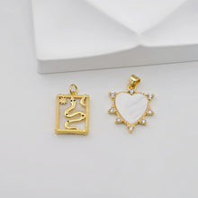 Load image into Gallery viewer, MOP Charm, Heart, Snake Pendant, Mother of Pearl Charm, Bracelet Necklace Making, 18K Gold Plated Jewelry Findings S20845