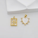 MOP Charm, Heart, Snake Pendant, Mother of Pearl Charm, Bracelet Necklace Making, 18K Gold Plated Jewelry Findings S20845
