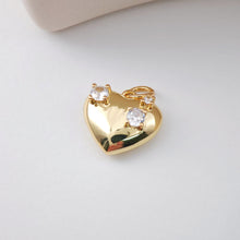 Load image into Gallery viewer, Gold Heart Charm, 18K Gold Plated Heart Pendant,  Necklace Bracelet Making Pendant S1132
