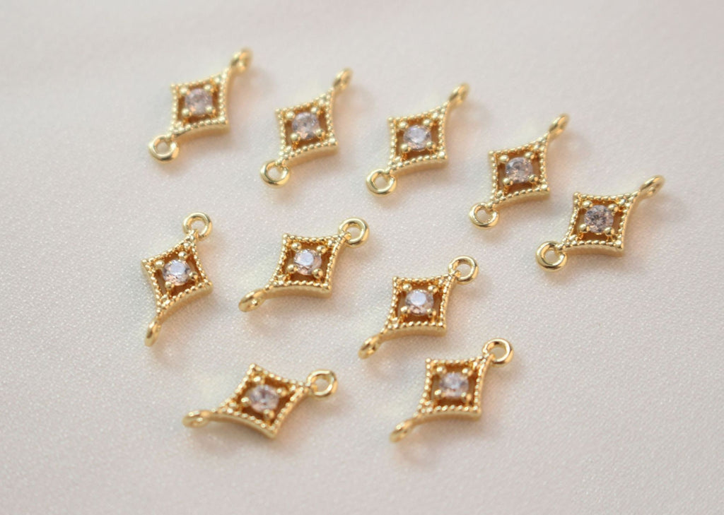 Tiny Star Charms,  Crystal Cubic Pave Star Pendant, 18K Gold Plated, Necklace Making Star Charms, Jewelry Findings GZ421