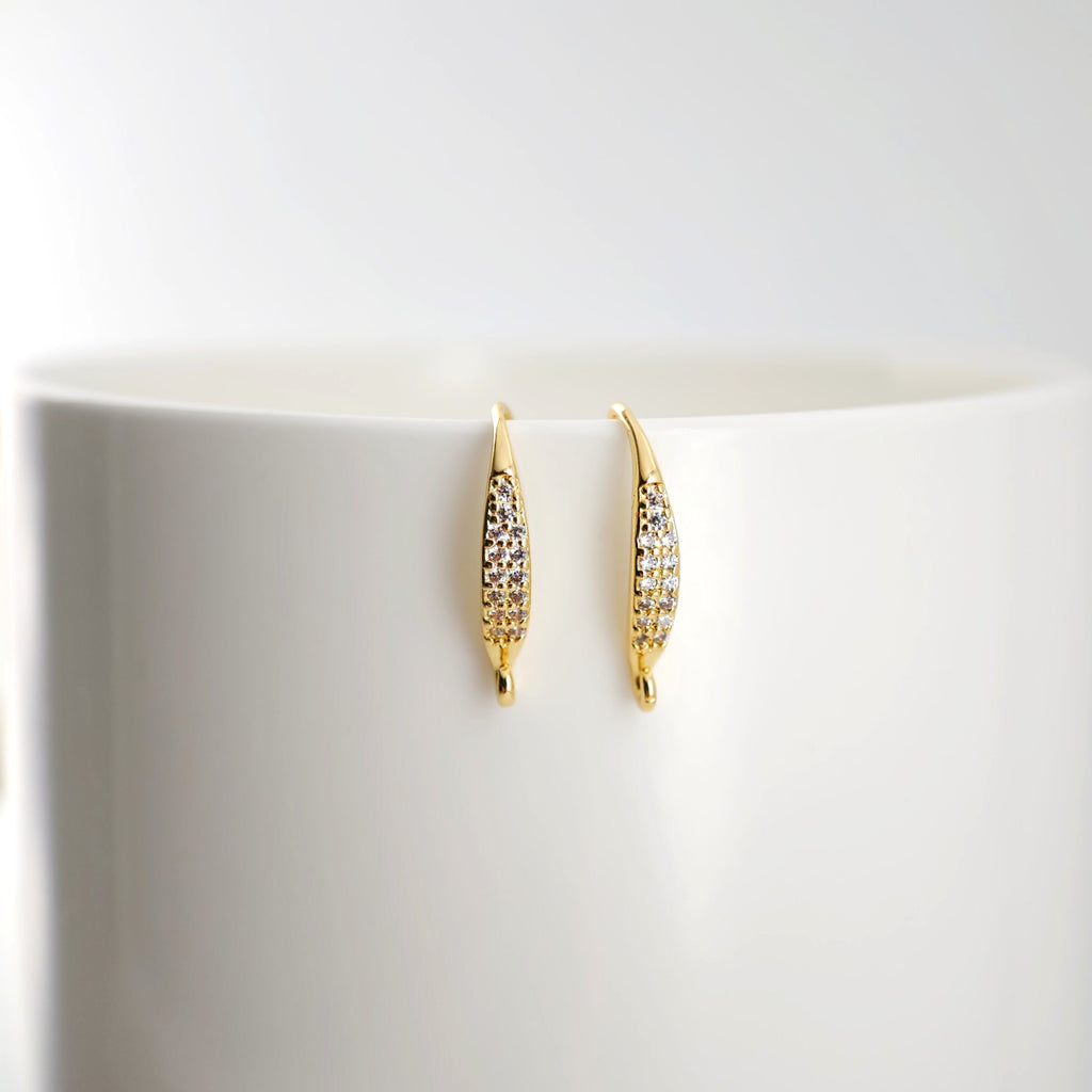 18K Gold Plated Ear Wires, Cubic Pave Earring Hooks, Nickel Free, Fish Hooks, Ear Wires for Jewelry Making D0141