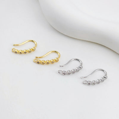18K Gold Plated Ear Wires, Cubic Pave Earring Hooks, Nickel Free, Fish Hooks, Ear Wires for Jewelry Making D0144