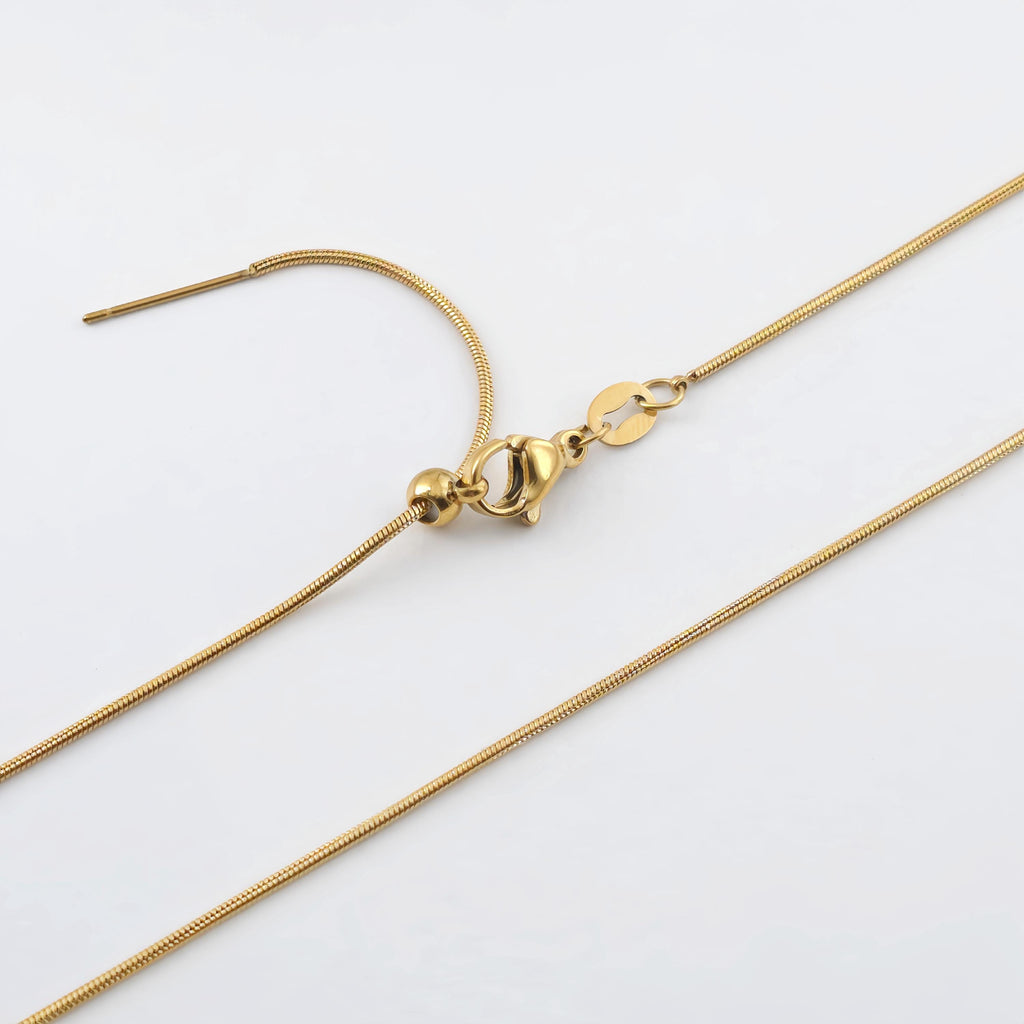 14K Snake Finished Necklace Chain, Adjustable Necklace, 316L Stainless Steel, Snake Chain, Ready to Wear, 45cm/18 inch, JR001