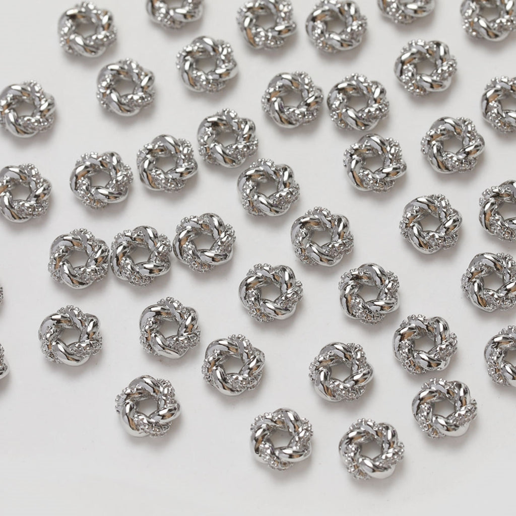 Flat Circle Twist Spacer Beads, CZ Pave Beads, 14K Gold Plated, Dainty Earring Making Beads, Jewelry Finding GZ357