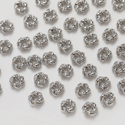 Flat Circle Twist Spacer Beads, CZ Pave Beads, 14K Gold Plated, Dainty Earring Making Beads, Jewelry Finding GZ357