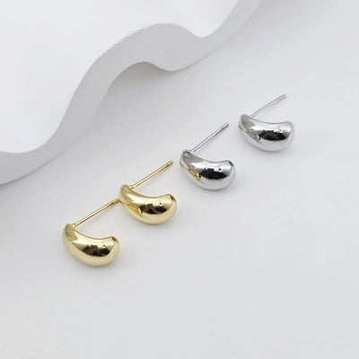 Gold Polished Earring Post, 18K Gold Nickel Free Earrings, S925 Silver Ear Pins, 13x16mm, Oval Shape Ear Stud with Loop S1248-D0578