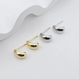 Gold Polished Earring Post, 18K Gold Nickel Free Earrings, S925 Silver Ear Pins, 13x16mm, Oval Shape Ear Stud with Loop S1248-D0578