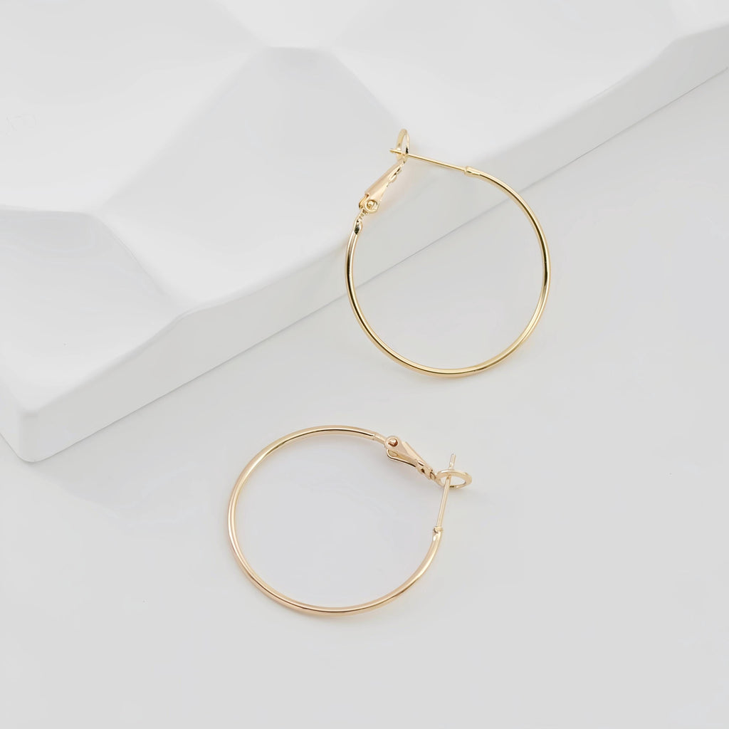 10PCS 18K Gold Plated Round Hoop Earring, Huggie Hoops Earring Parts, Spring Ear Hoops, 30mm, hoop earrings Z102