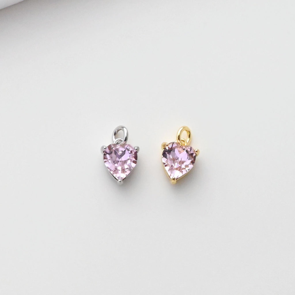 Heart Charms, Cubic Zircon Stone Charm, Shiny Crystal Pendant, 18K Gold Plated Charms, For Necklace Making,Jewelry Findings S1400