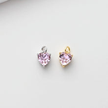 Load image into Gallery viewer, Heart Charms, Cubic Zircon Stone Charm, Shiny Crystal Pendant, 18K Gold Plated Charms, For Necklace Making,Jewelry Findings S1400