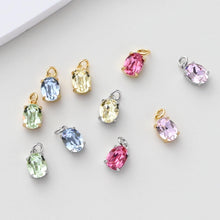 Load image into Gallery viewer, Oval Charms, Cubic Zircon Stone Charm, Shiny Crystal Pendant, 18K Gold Plated Charms, For Necklace Making,Jewelry Findings S1399