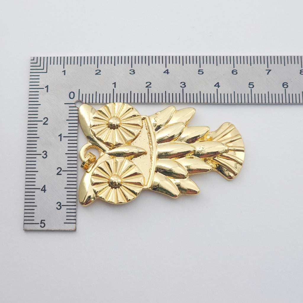 Boho Big Pendant, Openwork Charm, Owls, Leaf, Semicircular, Round, 18K Gold Plated, Necklace Making Charm, Jewelry Findings S1160