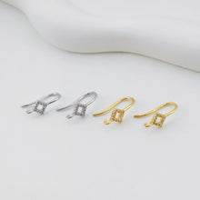 Load image into Gallery viewer, 18K Gold Plated Ear Wires, Rhombic Cubic Pave Earring Hooks, Nickel Free, Fish Hooks, Ear Wires for Jewelry Making D0134