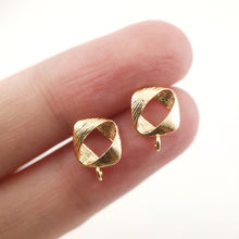 Load image into Gallery viewer, 4pcs Gold Square Earring Post, 8.6mm, S925 Silver Ear Stick, Nickel Free Earrings, Ear Stud Loop, Hypoallergenic Earring Findings ZX041