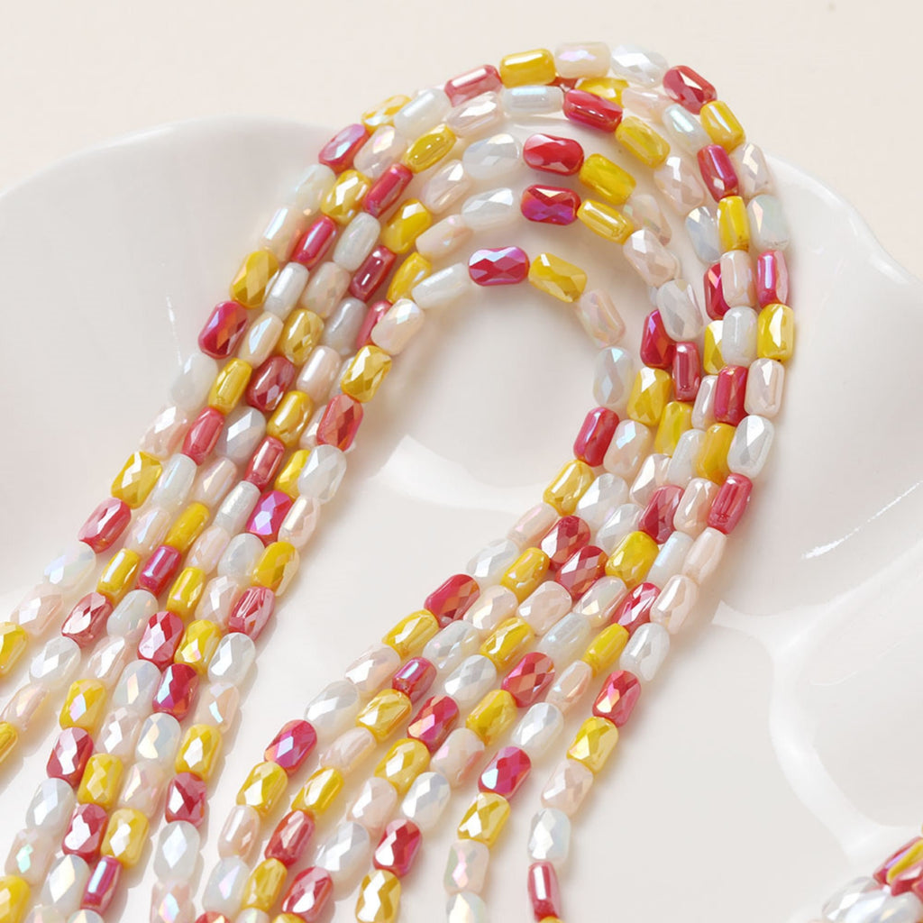 Rectangular Cut Faceted Glass Beads, 4.2*7.3mm, Crystal Glass Loose Beads for Jewelry Making, DIY Beads Finding GZ551