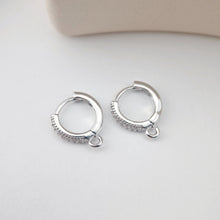 Load image into Gallery viewer, CZ Pave Earring Hoop, Gold Plated Huggie Hoop Earring with Loop, Huggie Hoops DIY Earring  Findings,Handmade Earring Supplies D0110