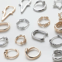 Cargar imagen en el visor de la galería, Colección de aros, pendientes de uso diario, aros minimalistas, forma de U, chapados en oro de 14 quilates, fornitura para aros Huggie, aros de plata GZ721