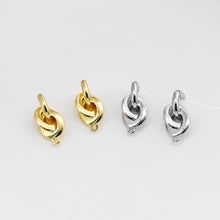 Load image into Gallery viewer, Gold Knot Ear Post, Nickel Free, 18.4*8.3mm, S925 Silver Pin, 18K Gold Plated Stud Earring Finding D0451