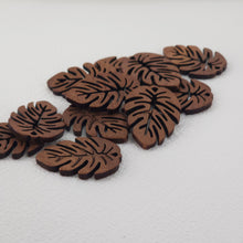 Load image into Gallery viewer, 2PCS Monstera Leaf Shape Wood Charms, Wooden Pendant, Reclaimed Walnut Wood, Geometric Statement Wood Earrings Diy Ideas JT947